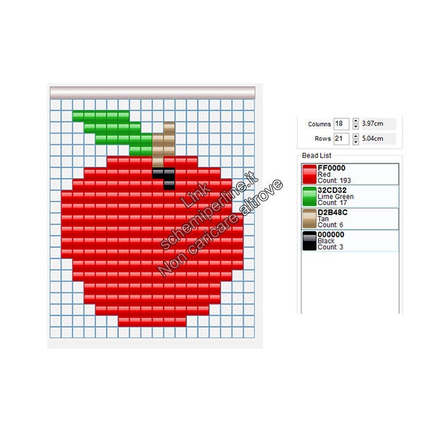 Schema con le pyssla gratis mela rossa 16x19