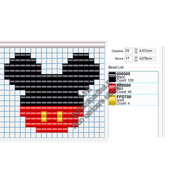 Schema con le pyssla idea portachiavi con logo Disney Topolino 18x15