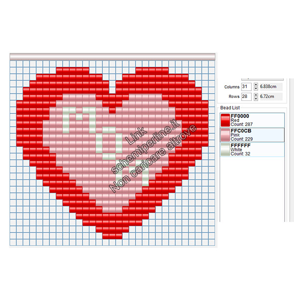 Schema gratis in pyssla Festa della Mamma cuore con testo 29x26