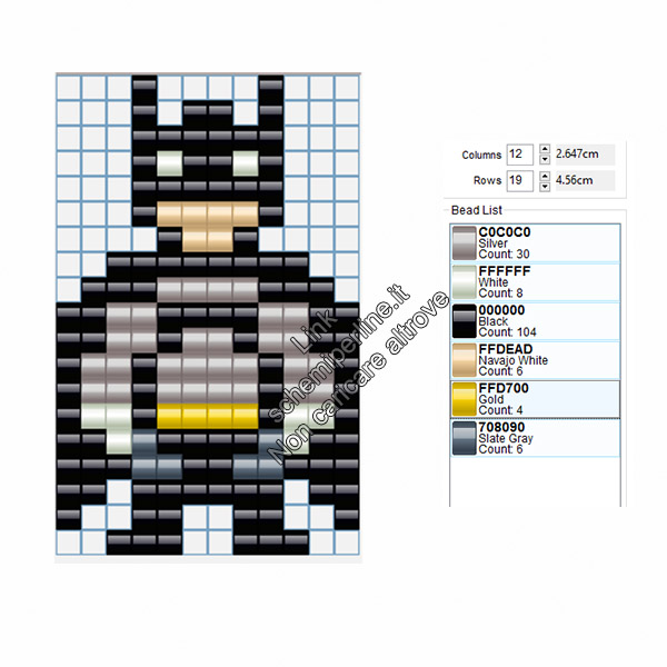 Schema gratis pyssla perline da stirare Batman 12x19