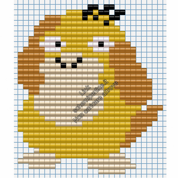 Schema perline da stirare Pokemon Psyduck 27x32