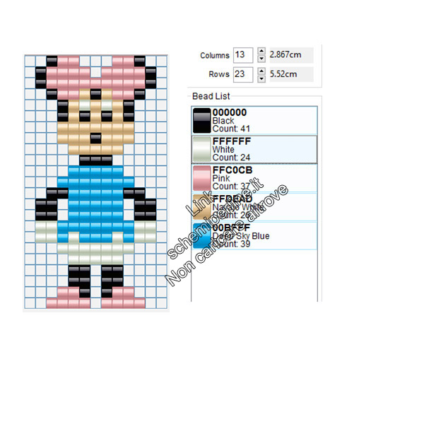 Schema perline da stirare Pyssla Disney Minni 11x23