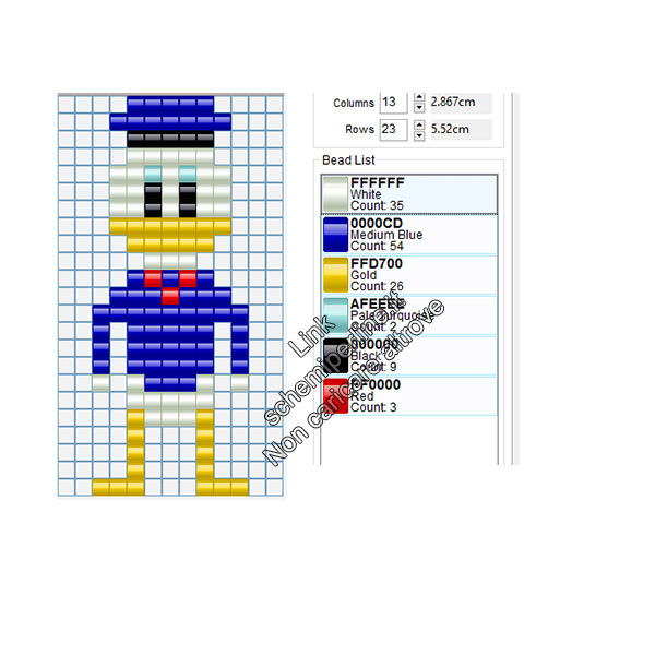 Schema perline da stirare Pyssla Disney Paperino 9x23