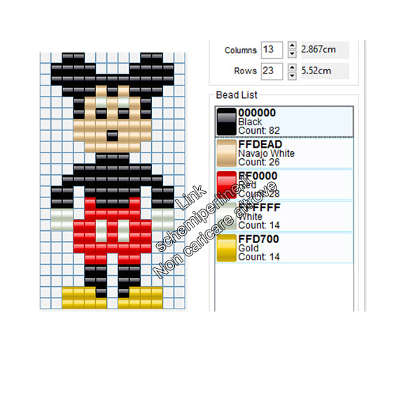 Schema perline da stirare Pyssla Disney Topolino 11x23