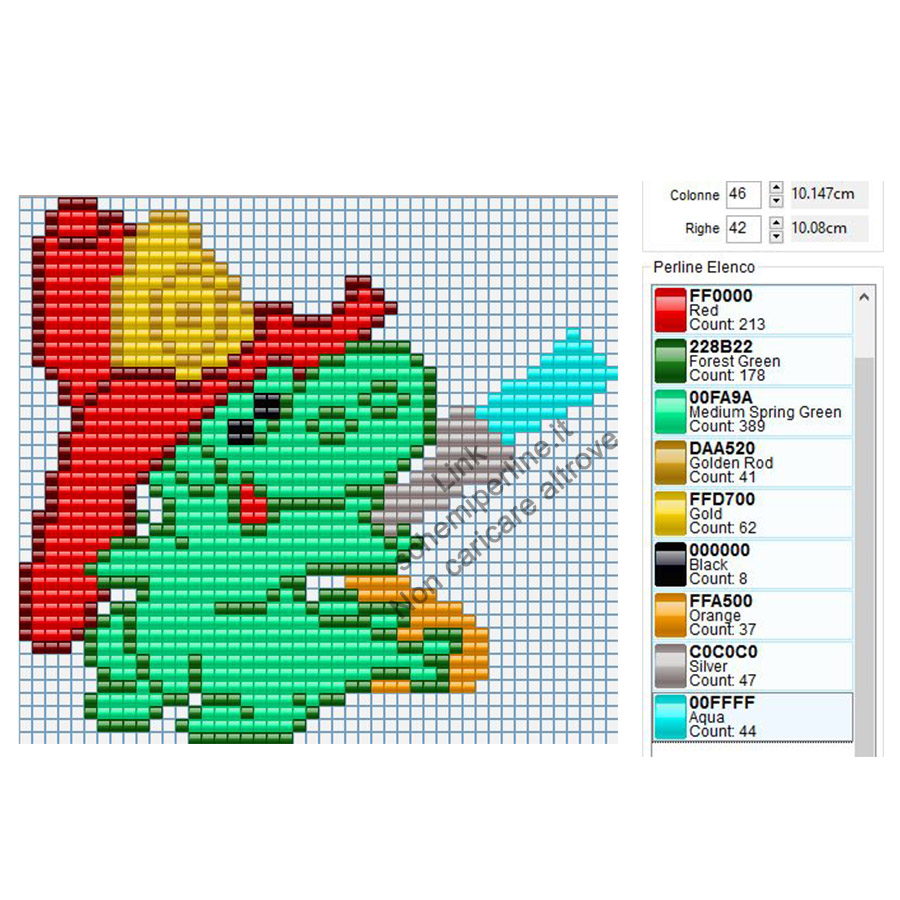 Schema perline da stirare Pyssla Gris 46x42