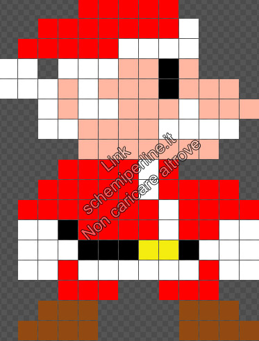 Schema perline da stirare Pyssla Mario Bros versione Babbo Natale 13x17