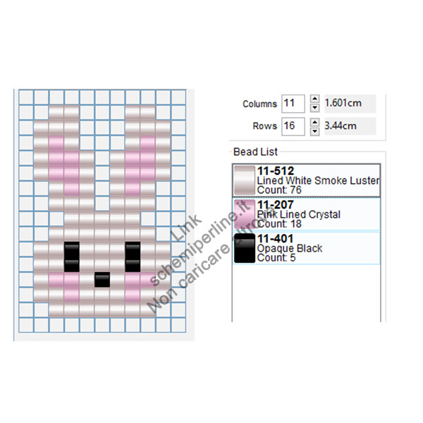 Schema perline da stirare Pyssla Tiger coniglio bianco 11x16