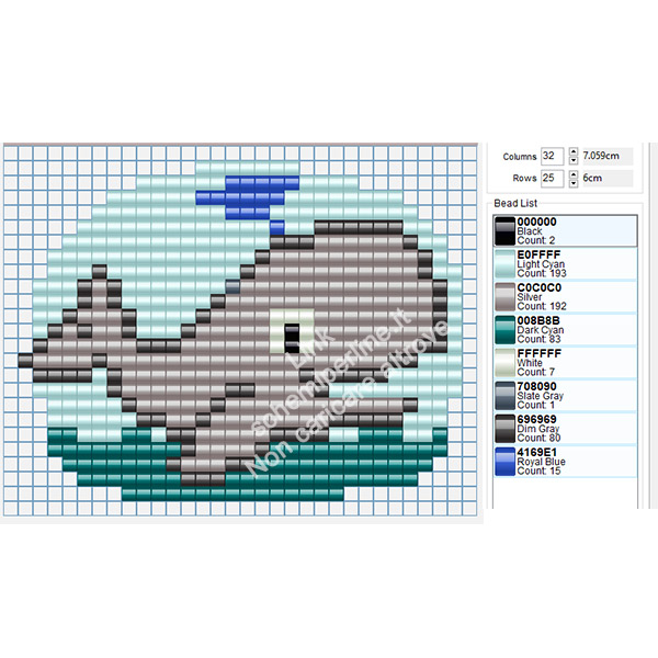 Schema perline da stirare Pyssla balena 32x25