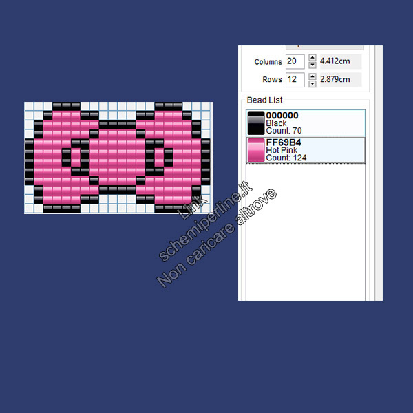 Schema perline da stirare Pyssla fiocco di Hello Kitty 20x12