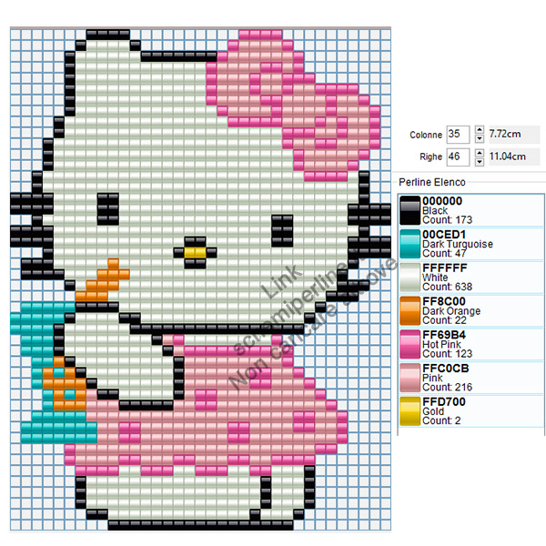 Schema pyssla Hello Kitty con bibita 35x46