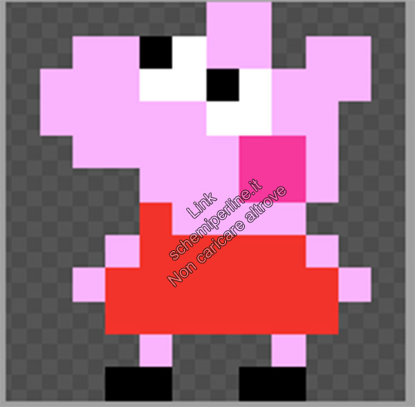 Schema pyssla hama beads Peppa Pig per cerchietto 10x12