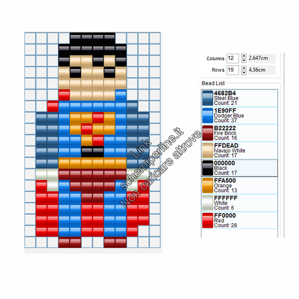 Schema pyssla perline a fusione Superman 12x19