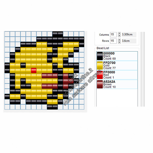 Schema pyssla piccolo Pikachu 15x15