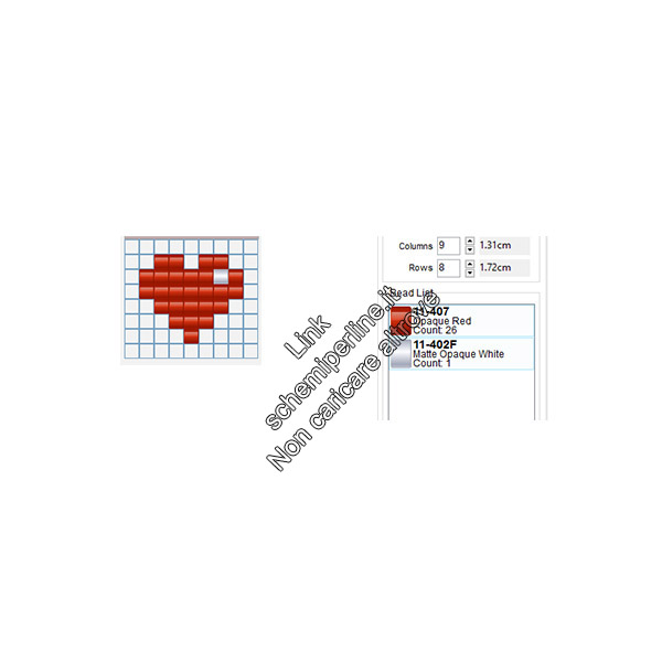 Schema pyssla piccolo cuore rosso 7x6