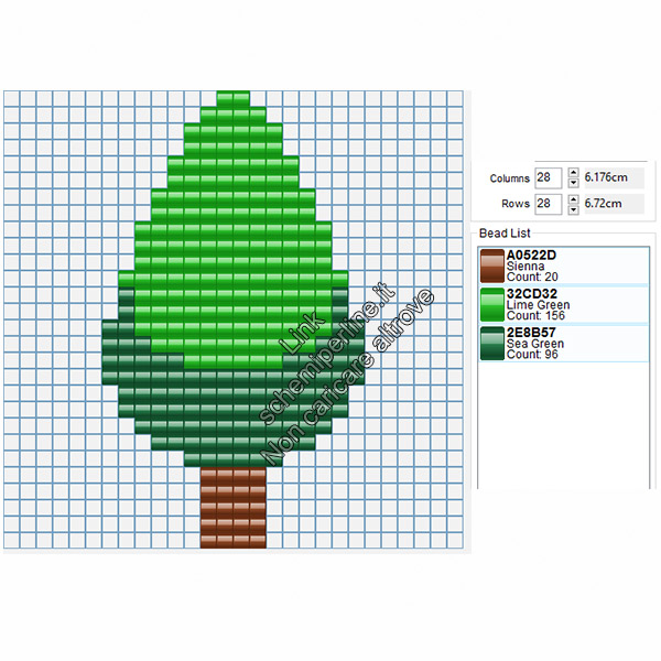 Schema semplice con le pyssla albero verde 16x28