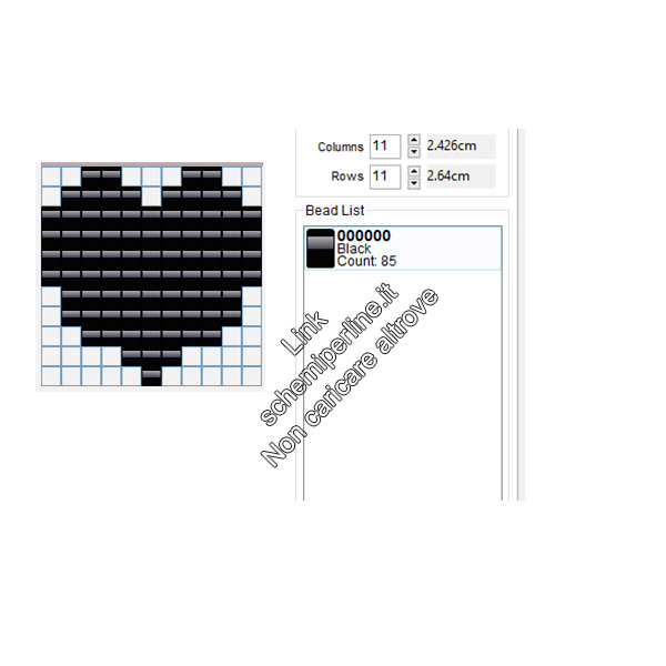 Semplice cuore nero schema perline da stirare 11x11