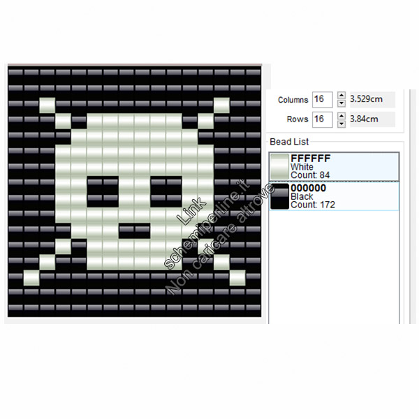 Semplice teschio schema perline da stirare pyssla 16x16