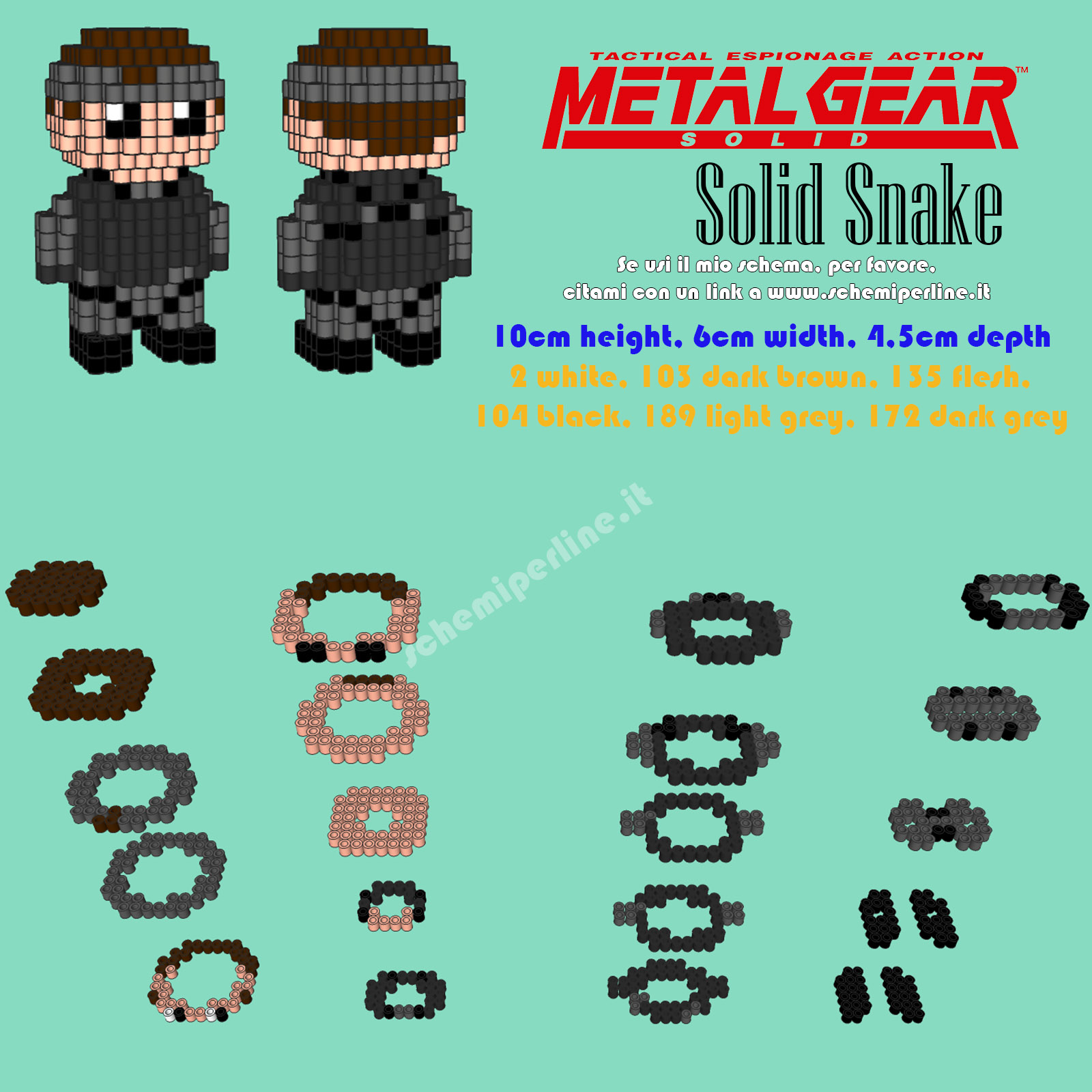 Solid Snake in 3D con le Hama Beads o Pyssla Metal Gear Solid 1 PS1