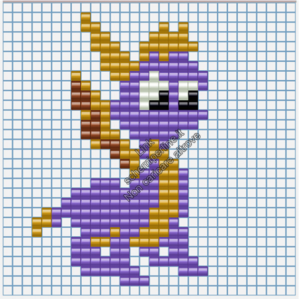 Spyro The Dragon personaggio videogiochi PlayStation1 schema pyssla 18x28