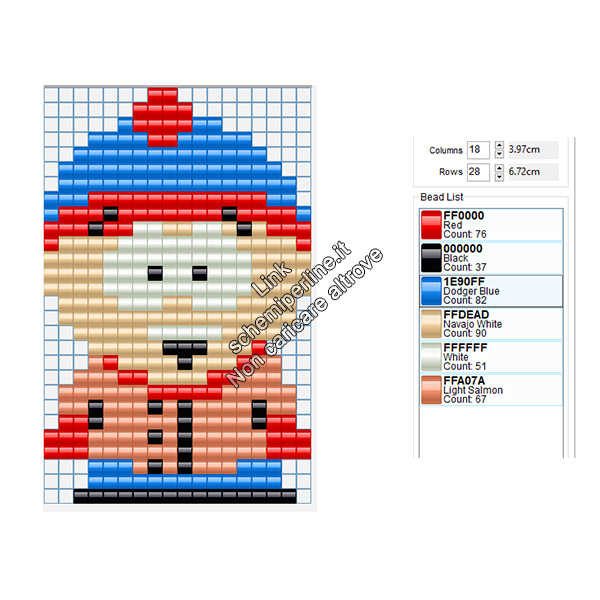 Stan personaggio South Park schema Hama Beads gratis 18x28
