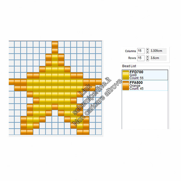 Stella gialla e arancione schema hama beads pyssla perler 15x15