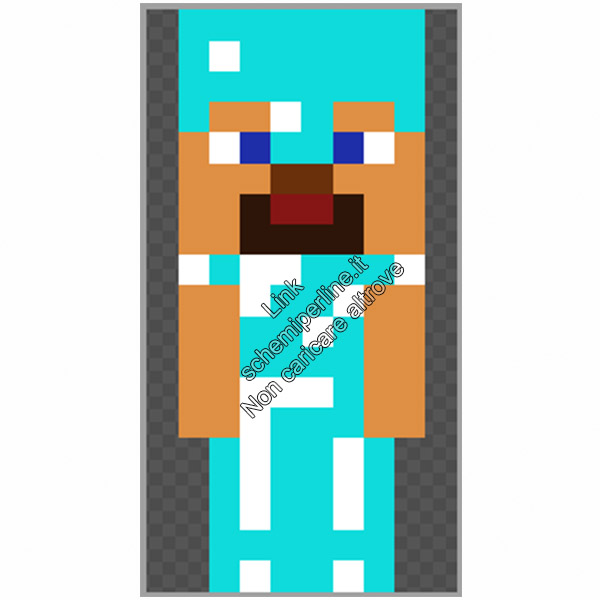 Steve con armatura di diamante schema pyssla gratis Minecraft 10x19