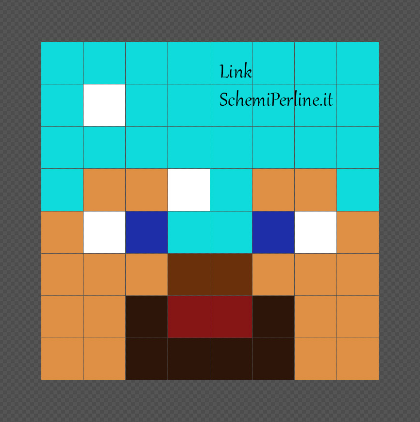 Steve con elmetto di diamante disegni Pyssla Minecraft piccoli e facili 8x8