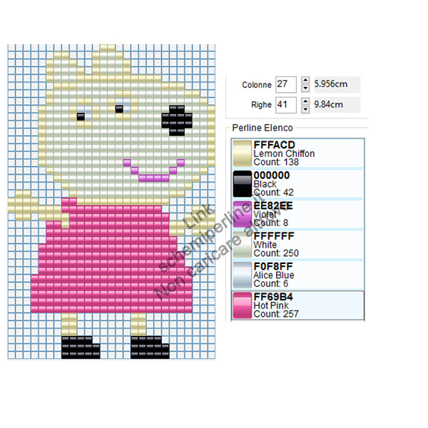 Susy Pecora personaggio Peppa Pig schema pyssla 27x41