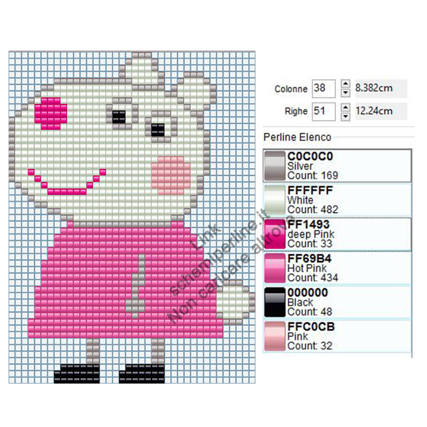 Susy Pecora personaggio Peppa Pig schema pyssla 38x51 2