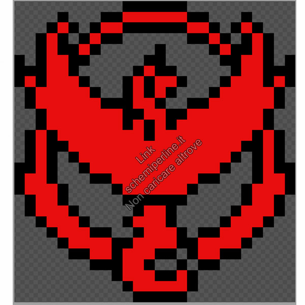 Team Coraggio Rosso di Pokemon Go schema perline da stirare Pyssla Hama Beads 26x28