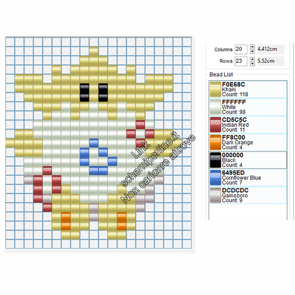 Togepi schemi perline da stirare pyssla gratis 19x21