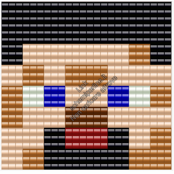 Volto di Steve personaggio Minecraft schema perline da stirare pyssla 24x24 2