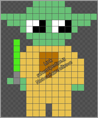 Yoda personaggio Star Wars schema perline da stirare pyssla gratis 15x18