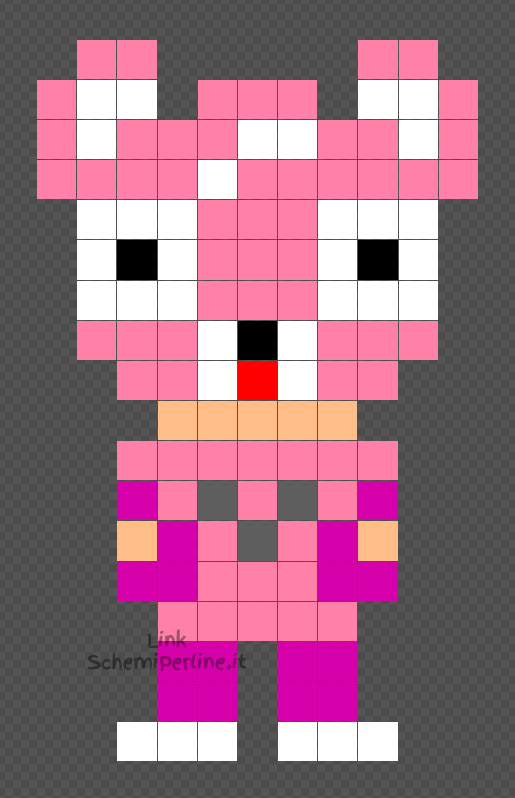 Cuddle personaggio Fortnite schema Hama Beads Pyssla gratis 11x18