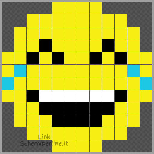 Emoticon piango dal ridere schema Pyssla facile e veloce 12x12