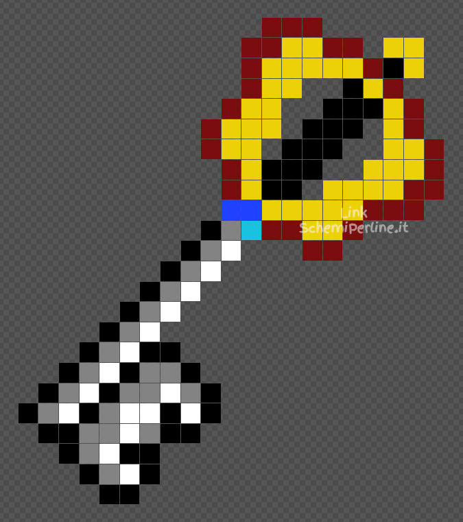 Il Keyblade di Kingdom Hearts schema Hama Beads Pyssla 21x24