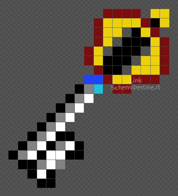 Il Keyblade di Kingdom Hearts schema perline da stiro Hama Beads Pyssla 17x19