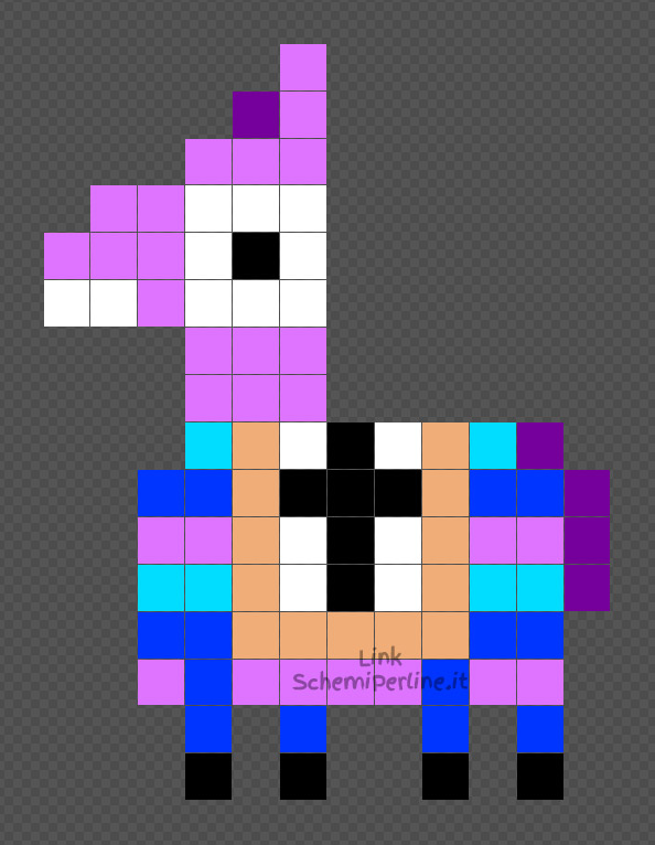 Il Lama di Fortnite schema da fare con le perline da stirare Hama Beads o Pyssla 12x16