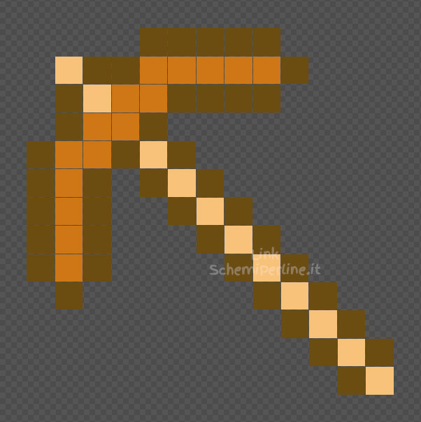 Il piccone di legno di Minecraft schema Pyssla 13x13
