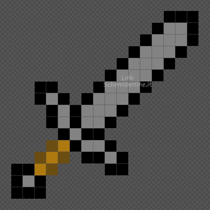La spada di pietra di Minecraft guida Pyssla 16x16