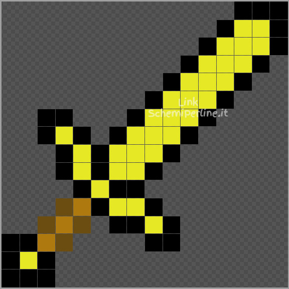 La spada d'oro di Minecraft schema perline da stiro Pyssla 16x16