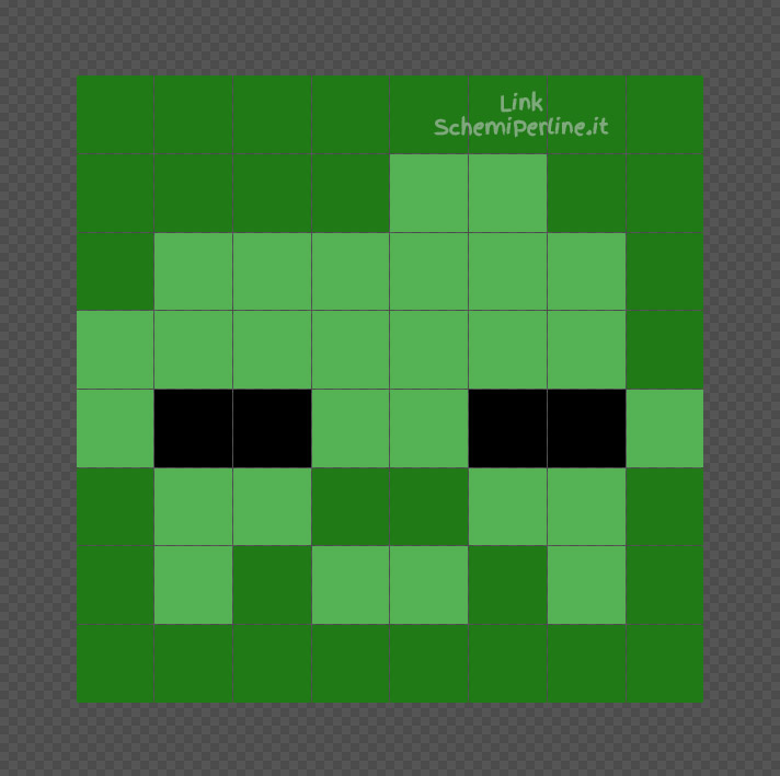 Lo Zombi di Minecraft schema perline a fusione Pyssla 8x8