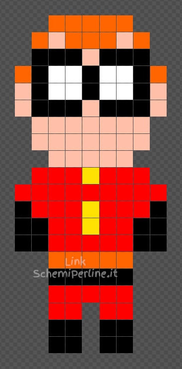 Mr Incredible Gli Incredibili disegno con le perline da stirare Pyssla 9x20