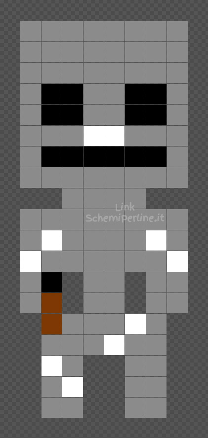 Scheletro di Minecraft disegno Pyssla e Hama Beads 8x19