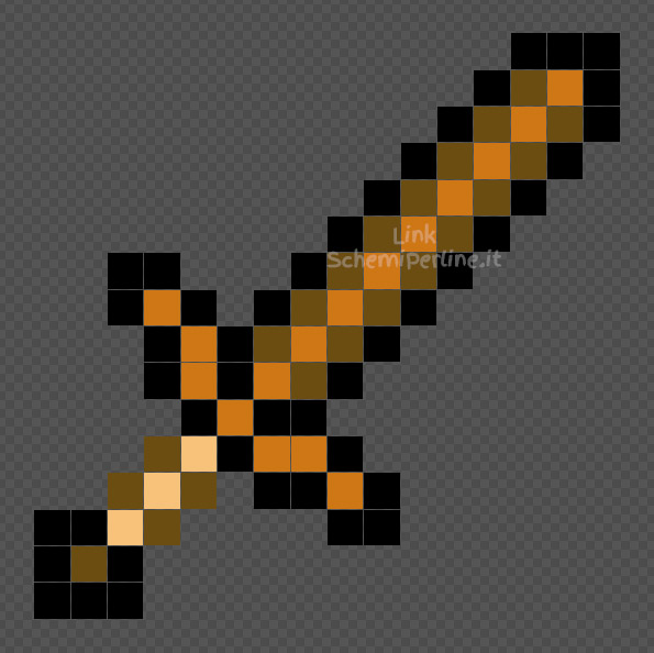 Spada di legno di Minecraft schema facile Pyssla 16x16