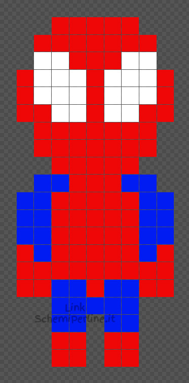 Spiderman Uomo Ragno schema da fare con le Hama Beads e Pyssla 9x20