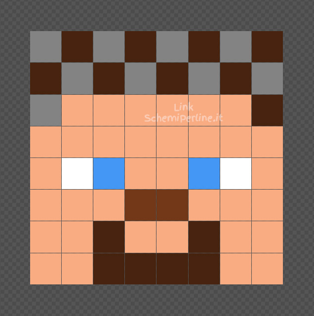 Steve di Minecraft con armatura di cottamaglia schema perline da stirare Pyssla 8x8