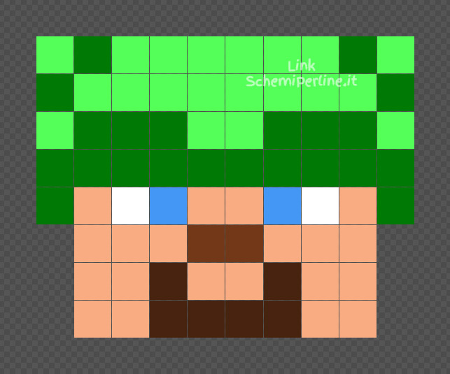 Steve di Minecraft con elmetto Guscio di Tartaruga Hama Beads Pyssla 10x8