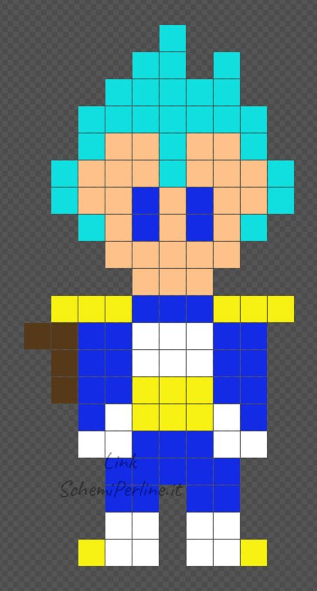 Vegeta God Blu di Dragonball Super schemino Hama Beads facile