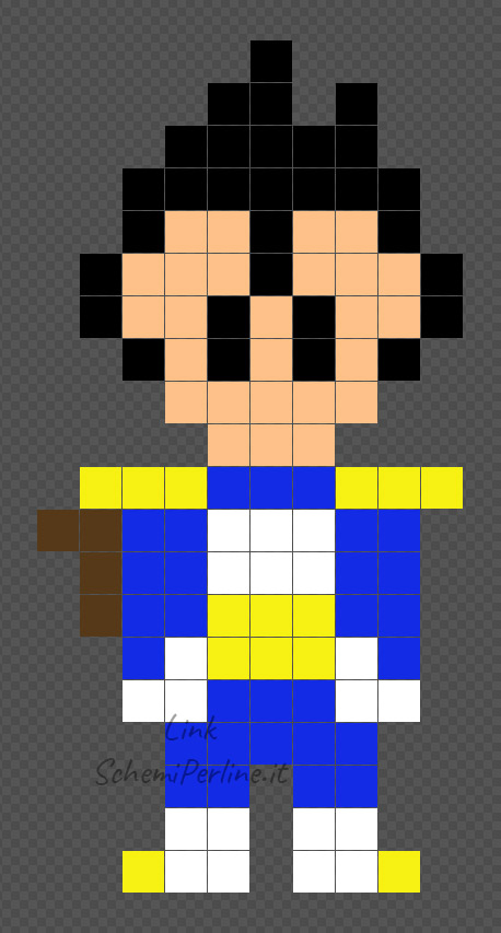 Vegeta di Dragonball schemino Pyssla facile 10x20